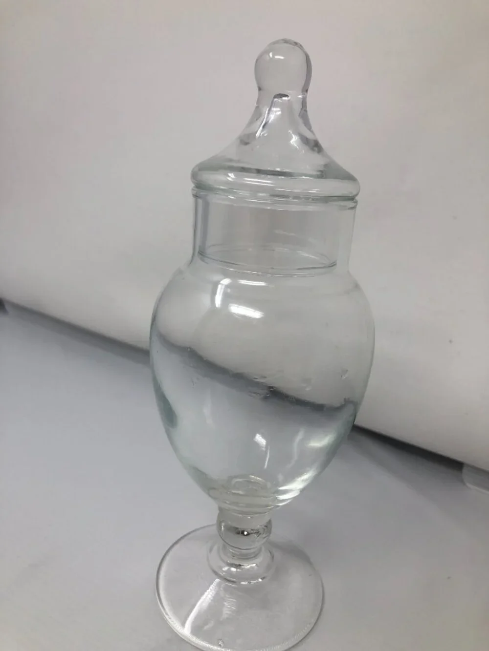 Vintage Clear Glass Lidded Apothecary Jar – 8 oz.